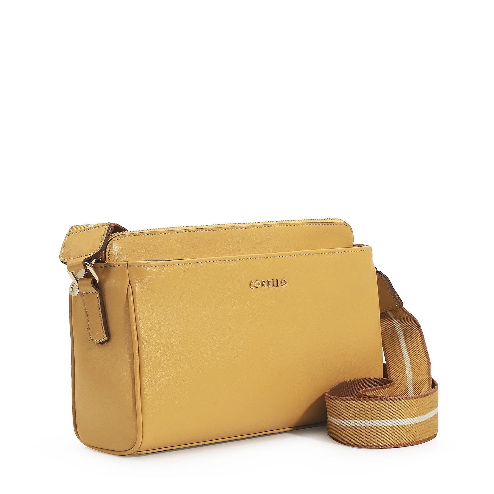 Bolsa Transversal Agnes Couro Amarelo