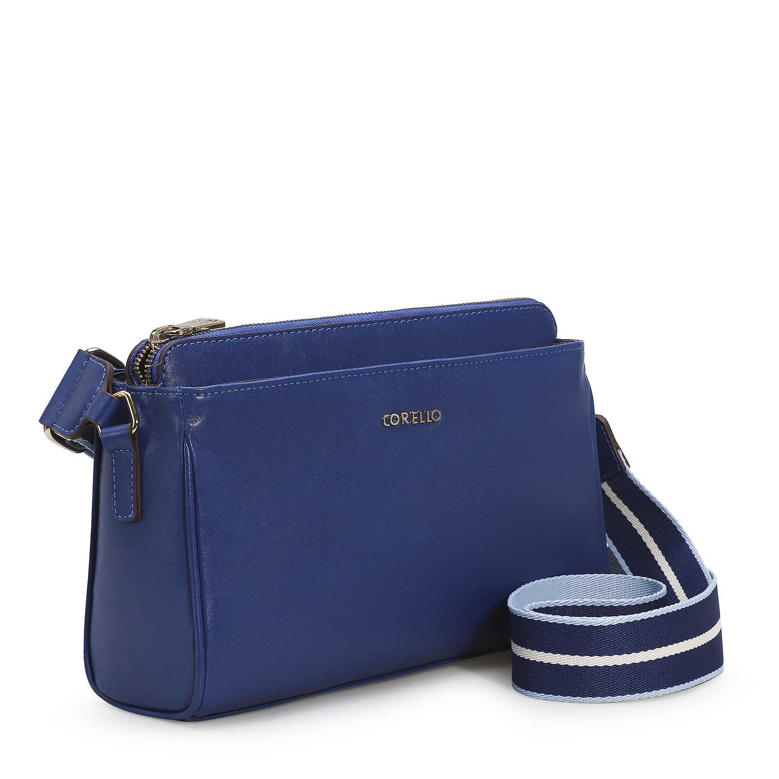 Bolsa Transversal Agnes Couro Azul