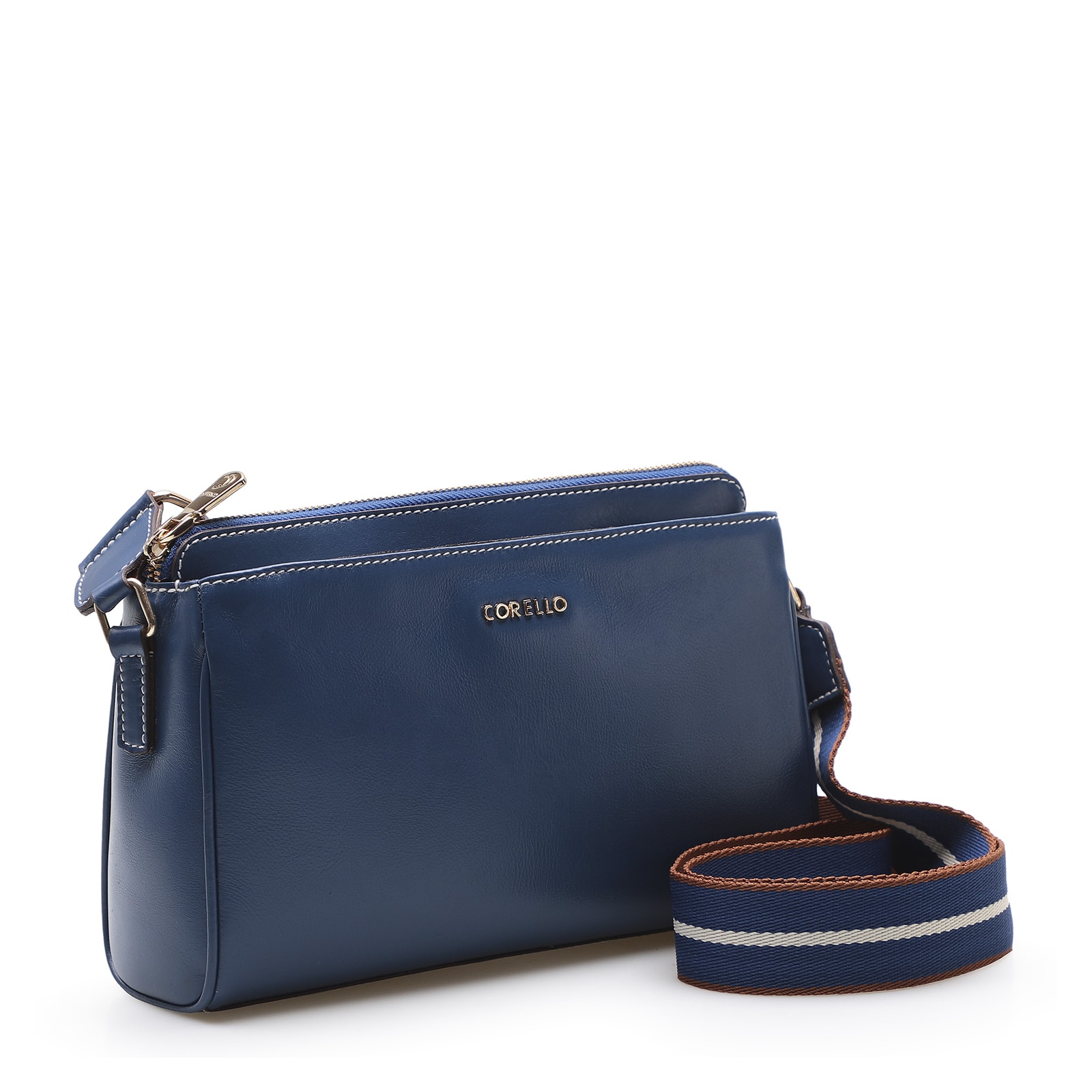 Bolsa Transversal Agnes Couro Azul