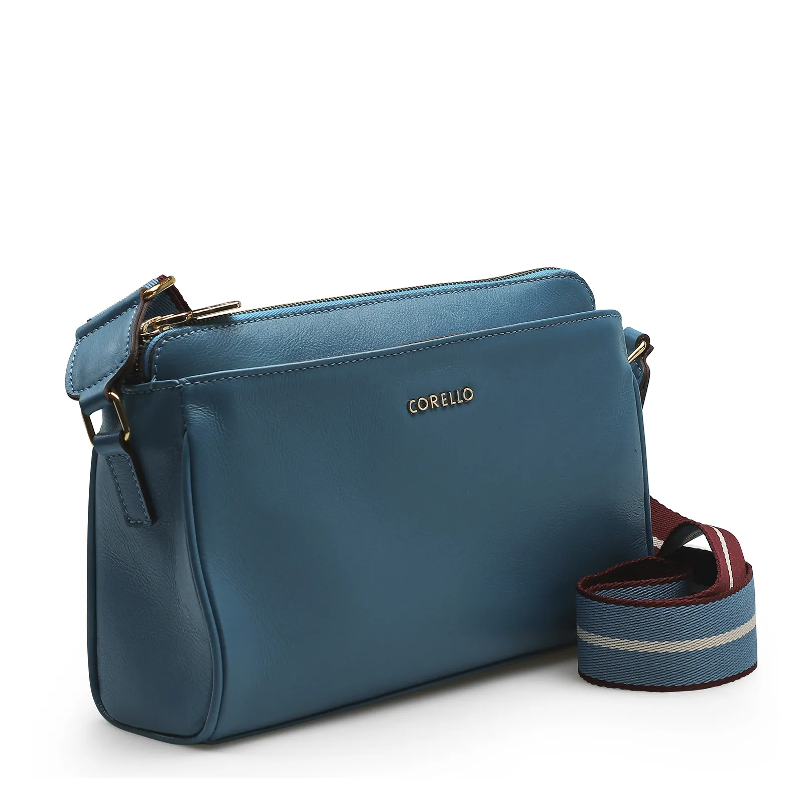 Bolsa Transversal Agnes Couro Azul