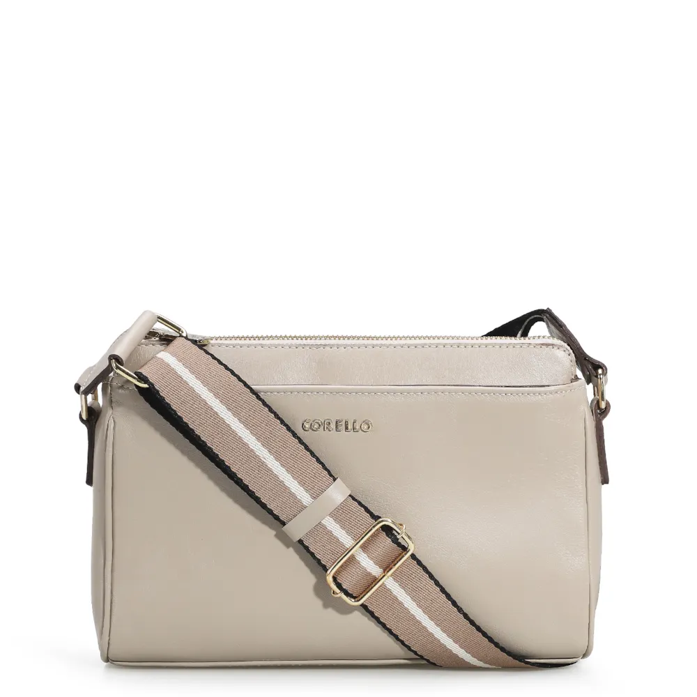 Bolsa Transversal Agnes Couro Bege