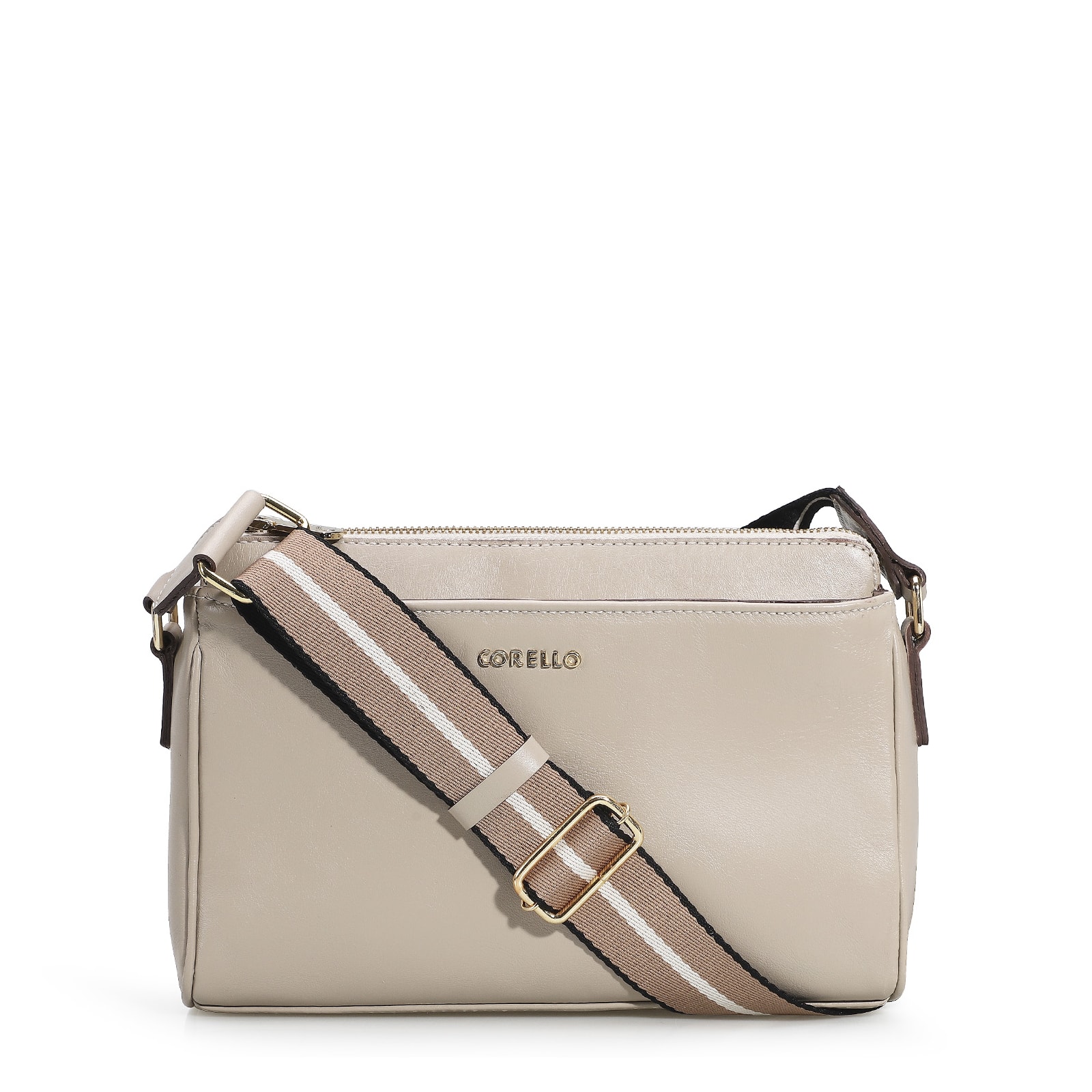Bolsa Transversal Agnes Couro Bege