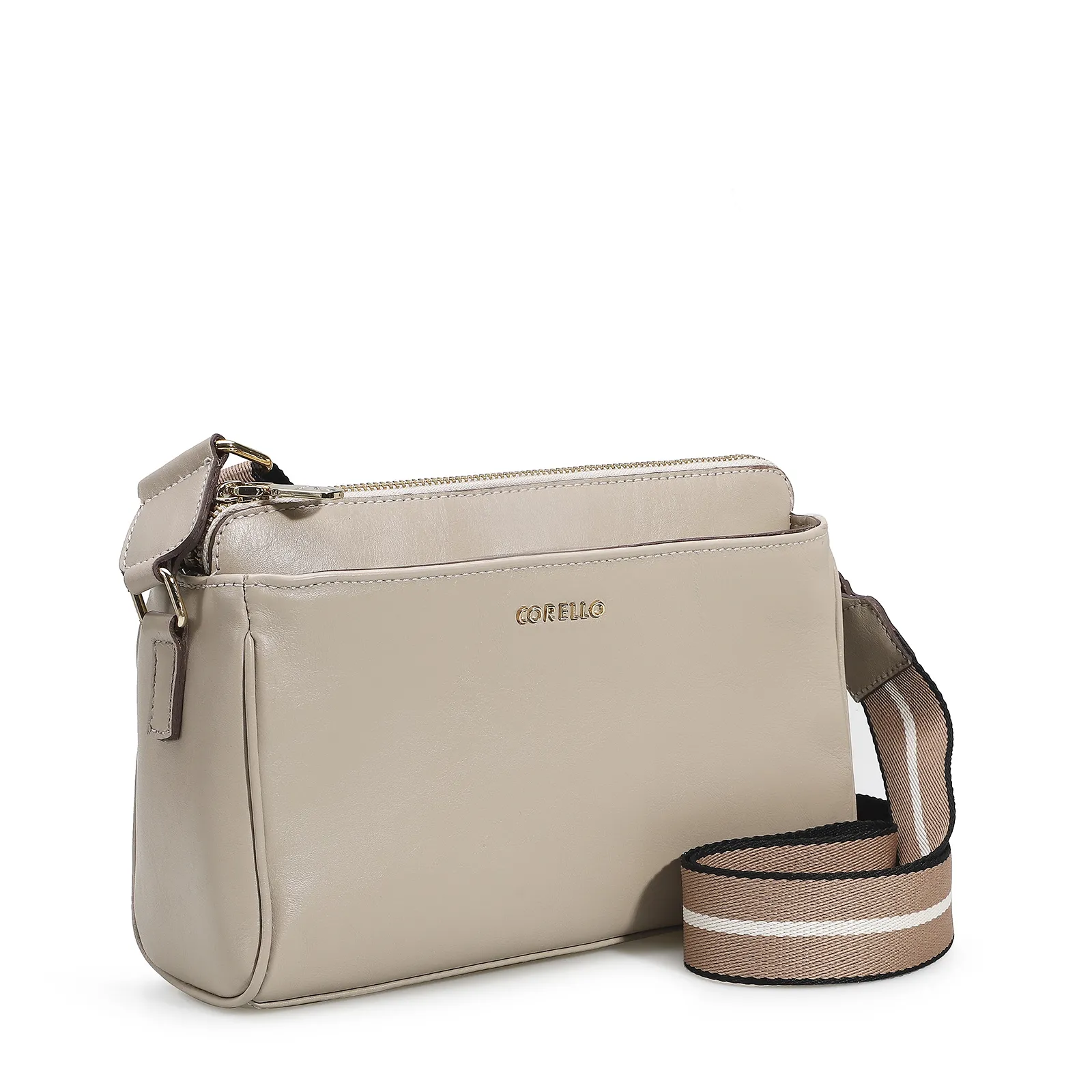 Bolsa Transversal Agnes Couro Bege