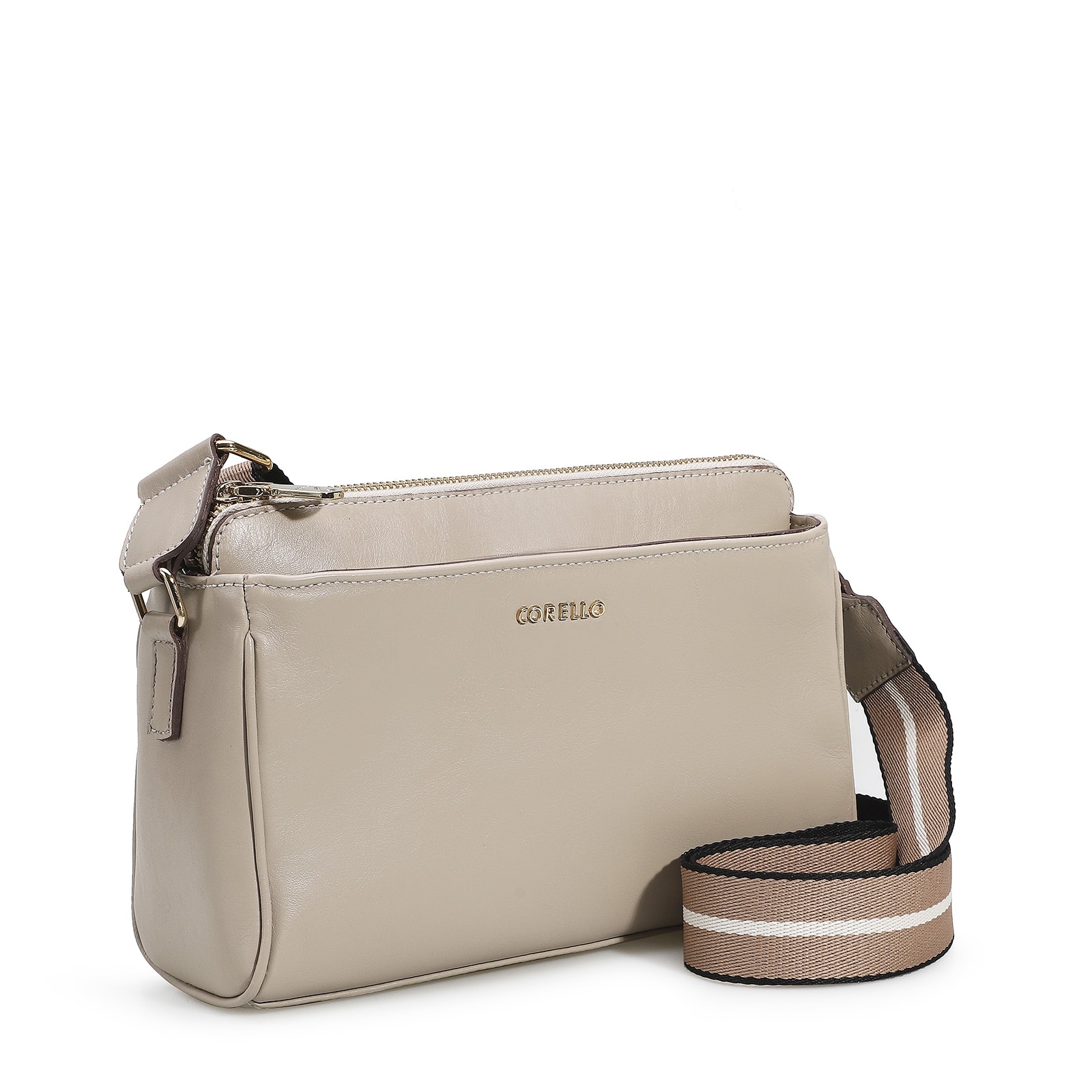Bolsa Transversal Agnes Couro Bege
