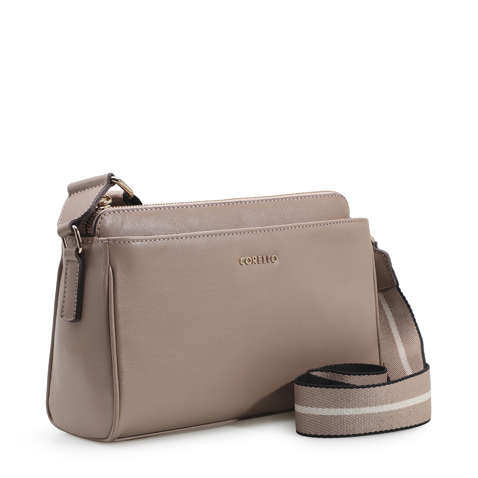 Bolsa Transversal Agnes Couro Bege