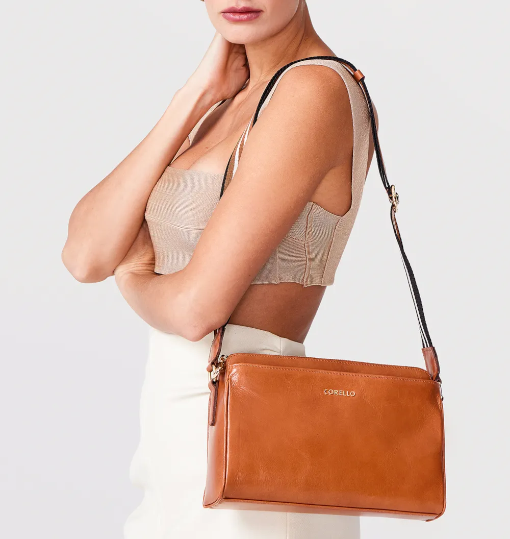 Bolsa Transversal Agnes Couro Marrom - imagem 2
