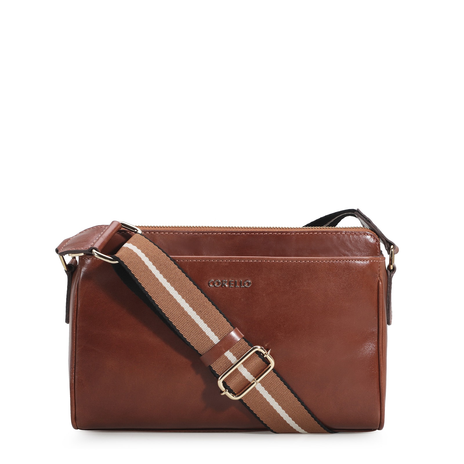 Bolsa Transversal Agnes Couro Marrom
