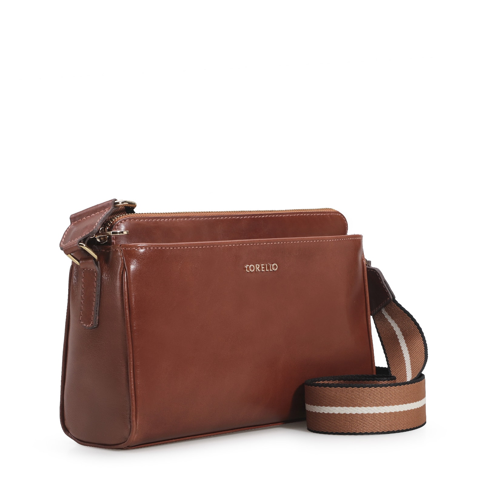 Bolsa Transversal Agnes Couro Marrom