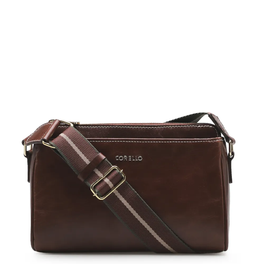 Bolsa Transversal Agnes Couro Marrom Escuro