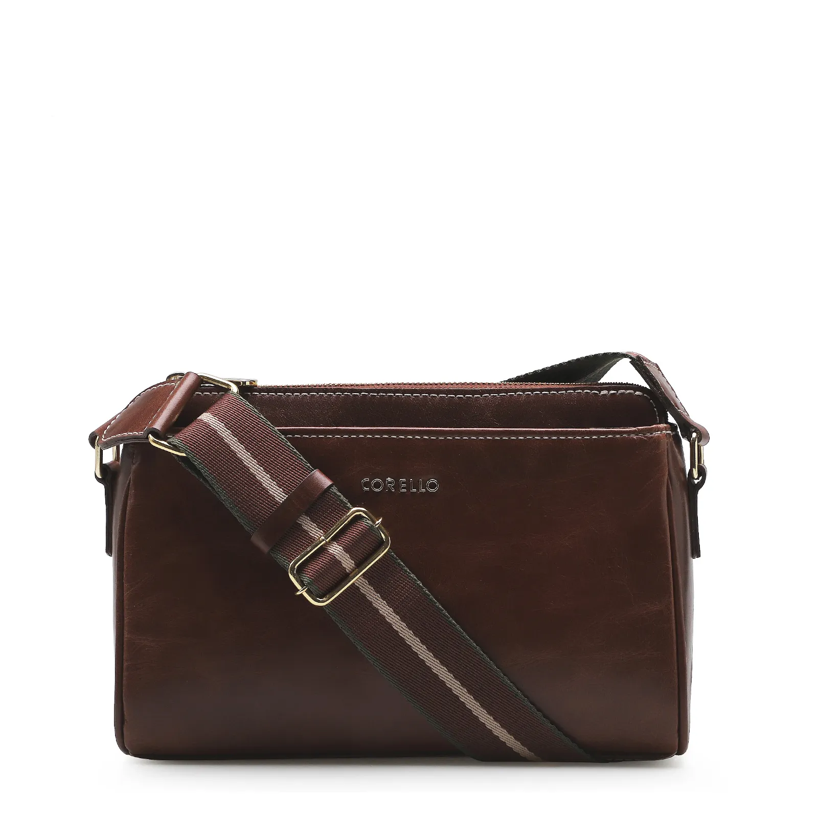 Bolsa Transversal Agnes Couro Marrom Escuro