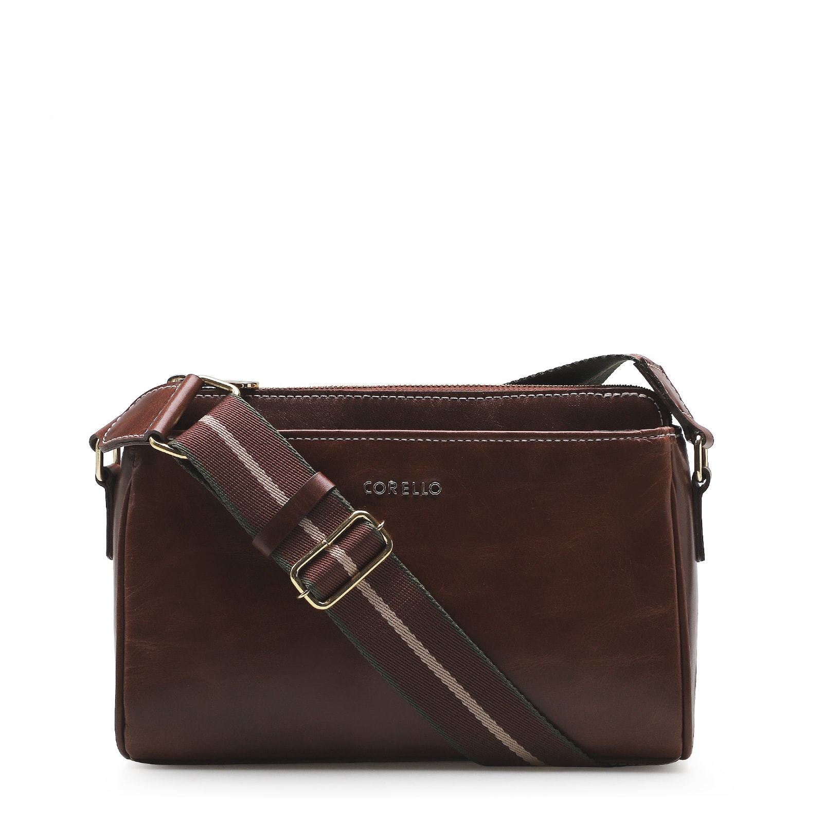 Bolsa Transversal Agnes Couro Marrom Escuro