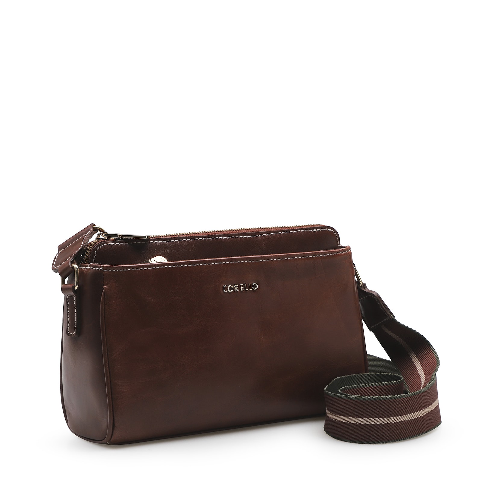 Bolsa Transversal Agnes Couro Marrom Escuro