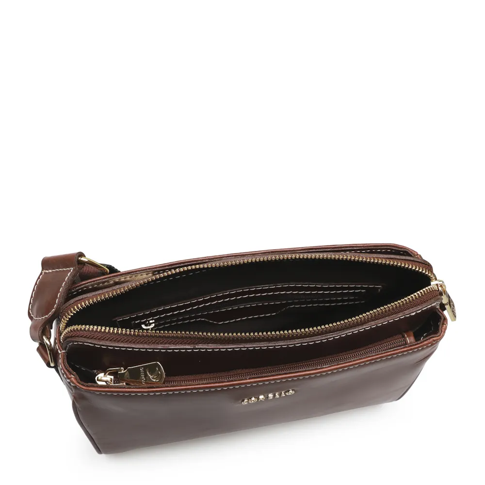 Bolsa Transversal Agnes Couro Marrom Escuro - imagem 4