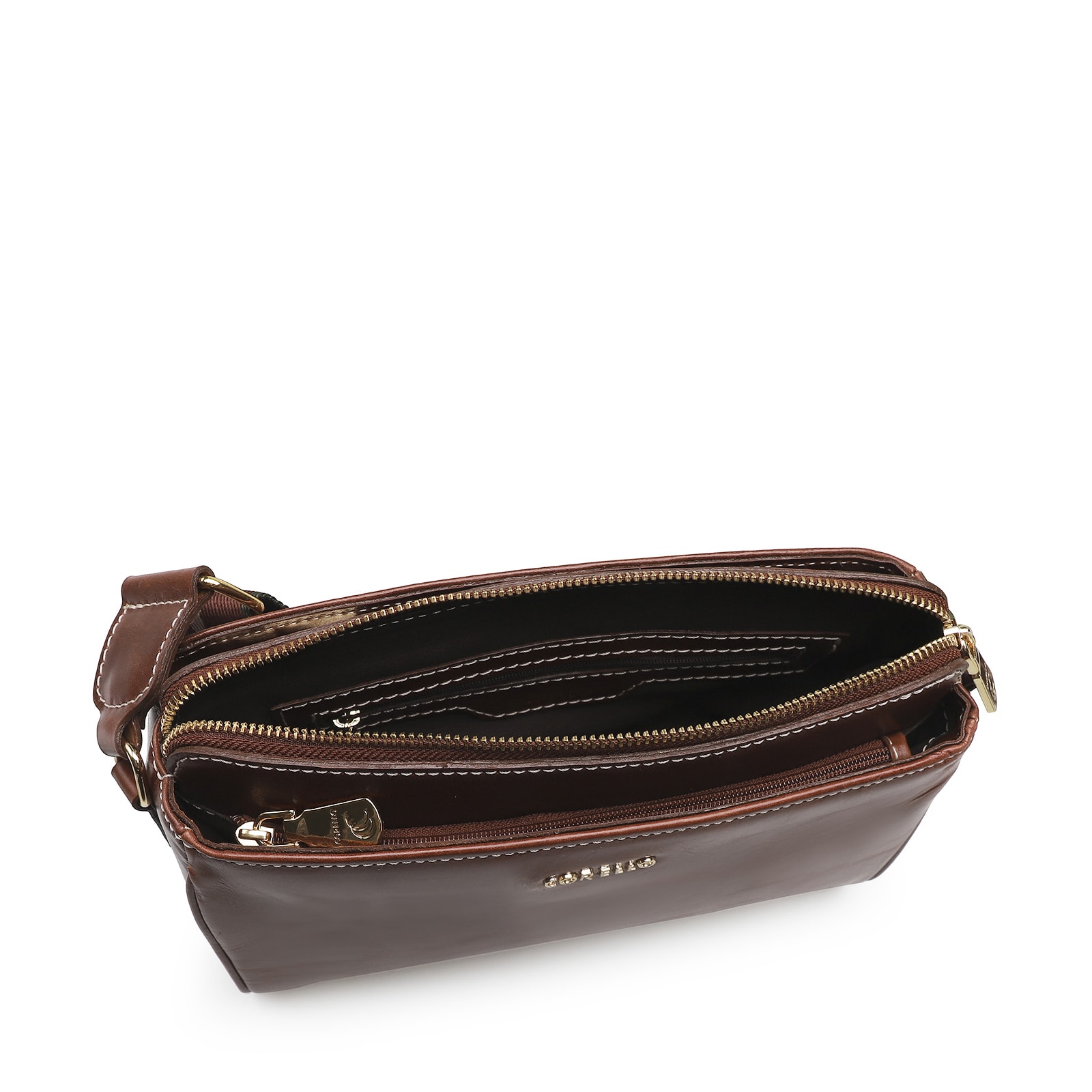 Bolsa Transversal Agnes Couro Marrom Escuro