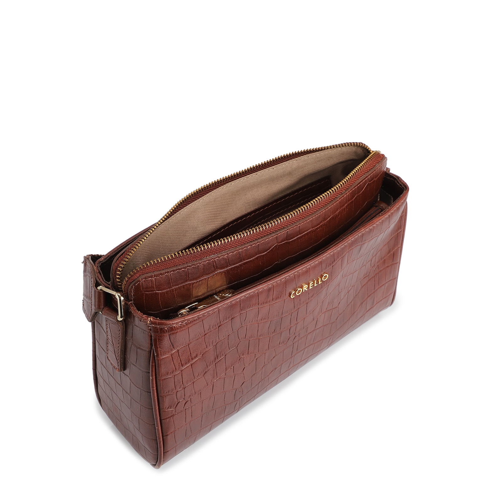 Bolsa Transversal Agnes Couro Marrom Escuro