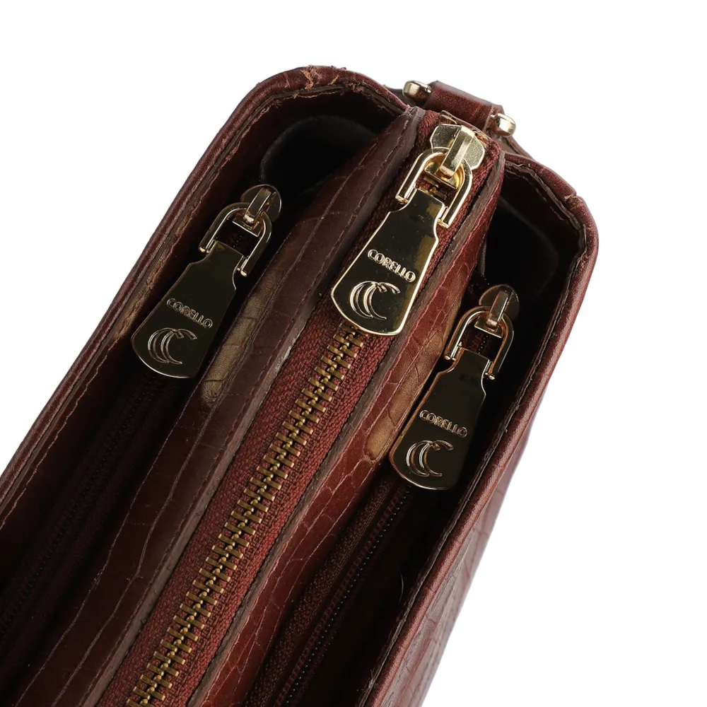 Bolsa Transversal Agnes Couro Marrom Escuro - imagem 6