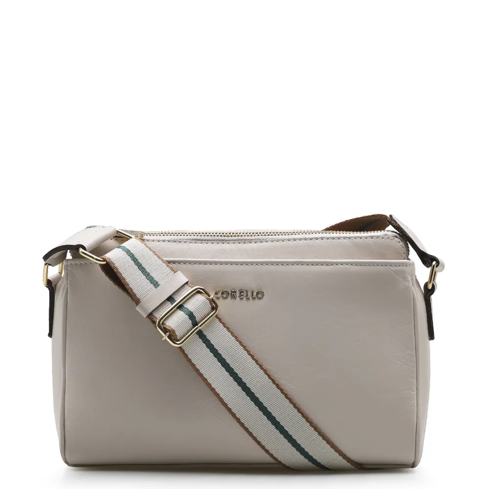 Bolsa Transversal Agnes Couro Off White