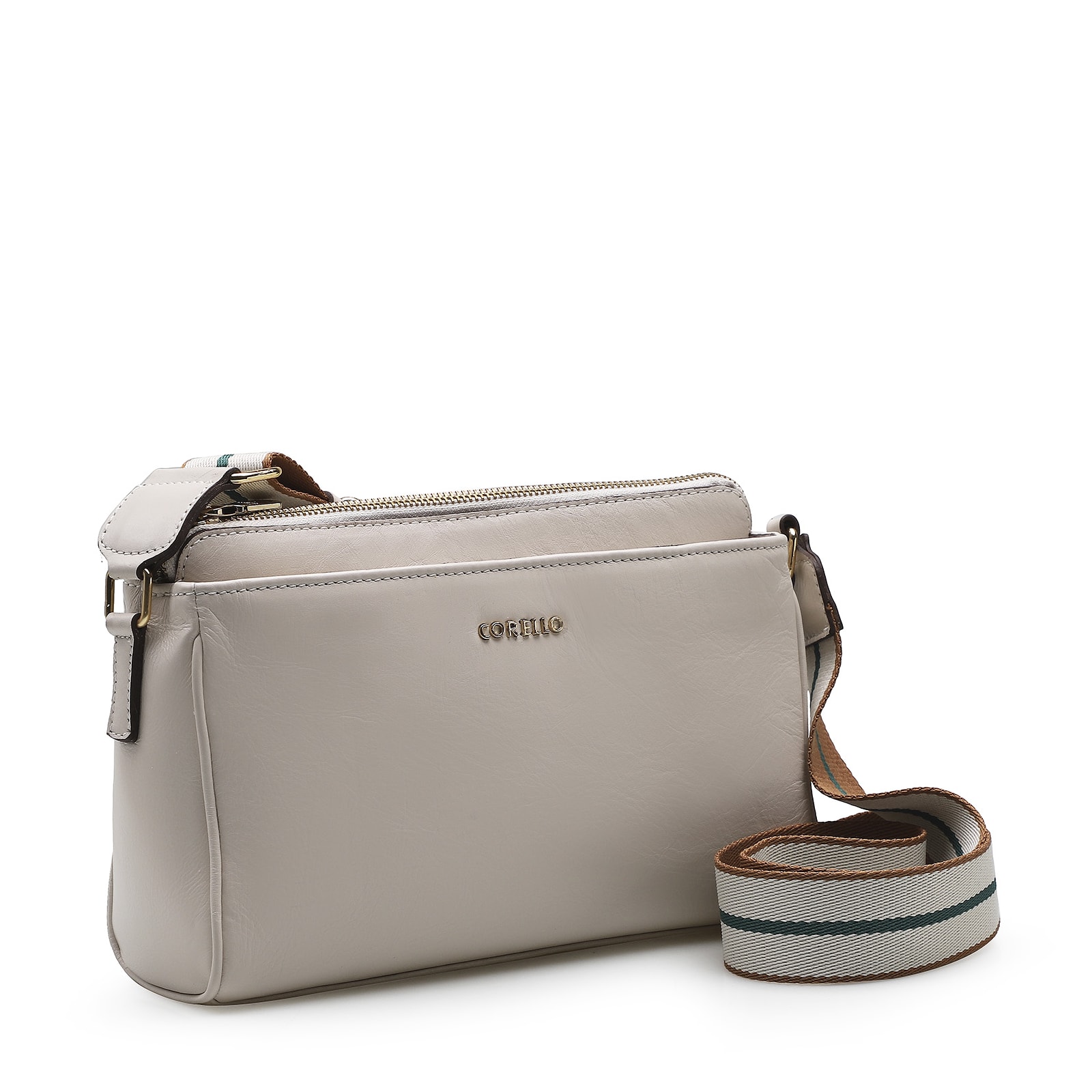 Bolsa Transversal Agnes Couro Off White