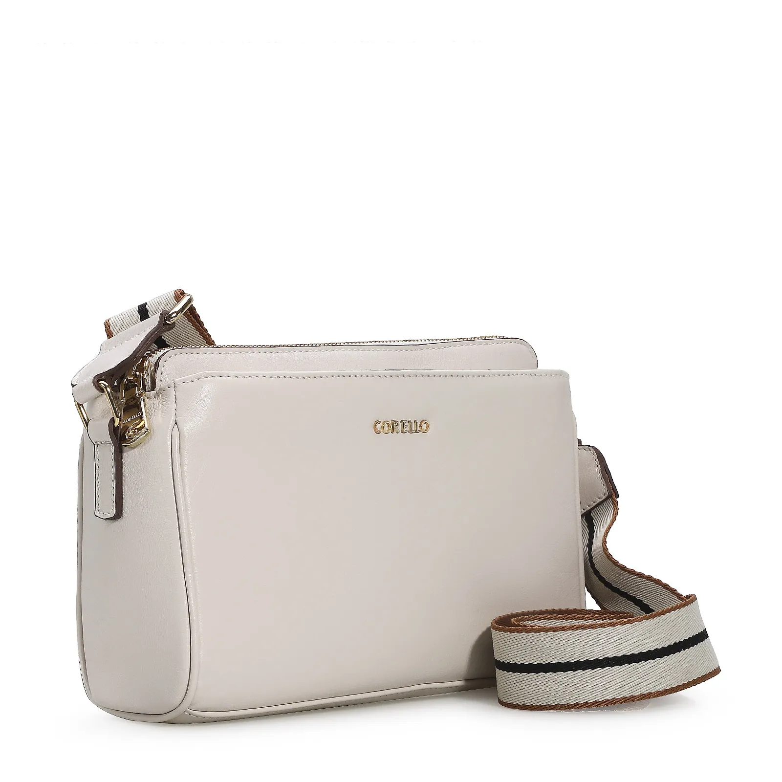 Bolsa Transversal Agnes Couro Off White