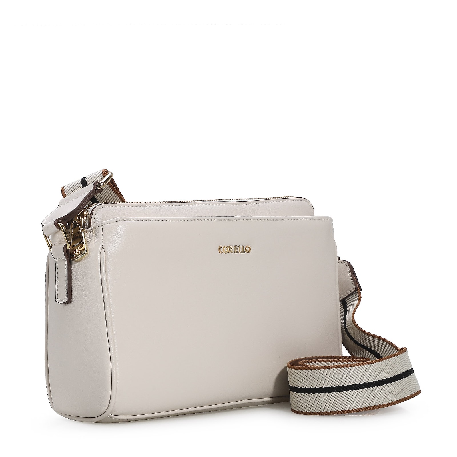 Bolsa Transversal Agnes Couro Off White