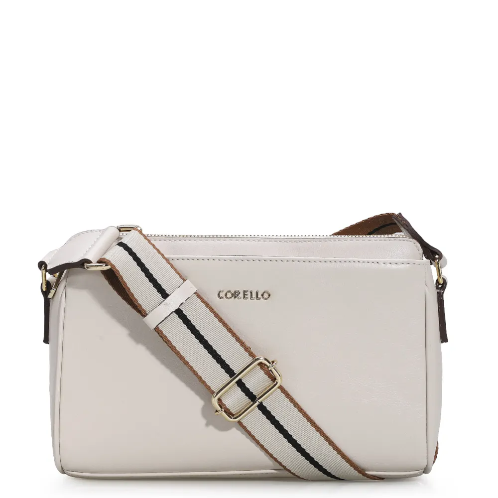 Bolsa Transversal Agnes Couro Off White