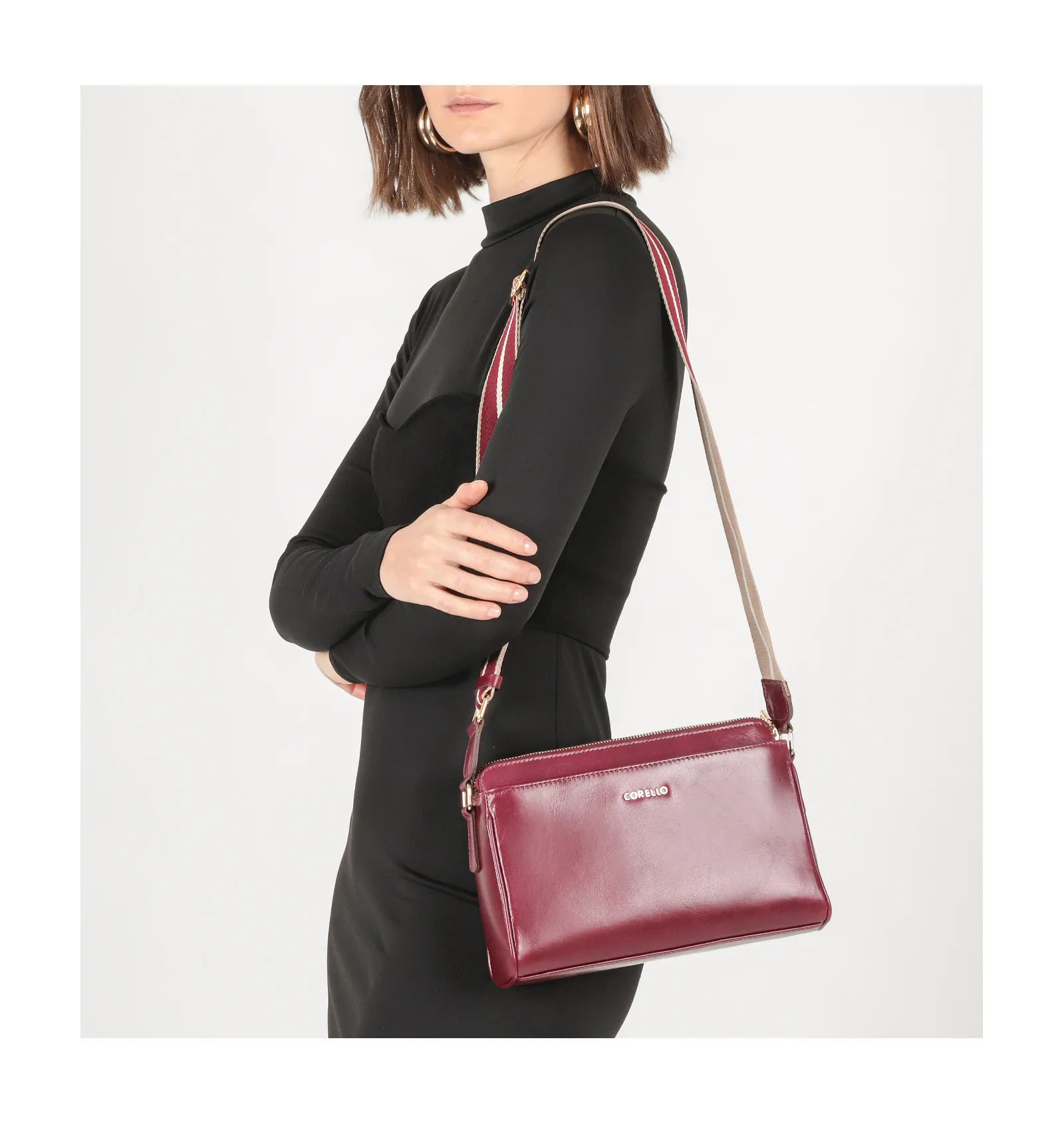 Bolsa Transversal Agnes Couro Vinho