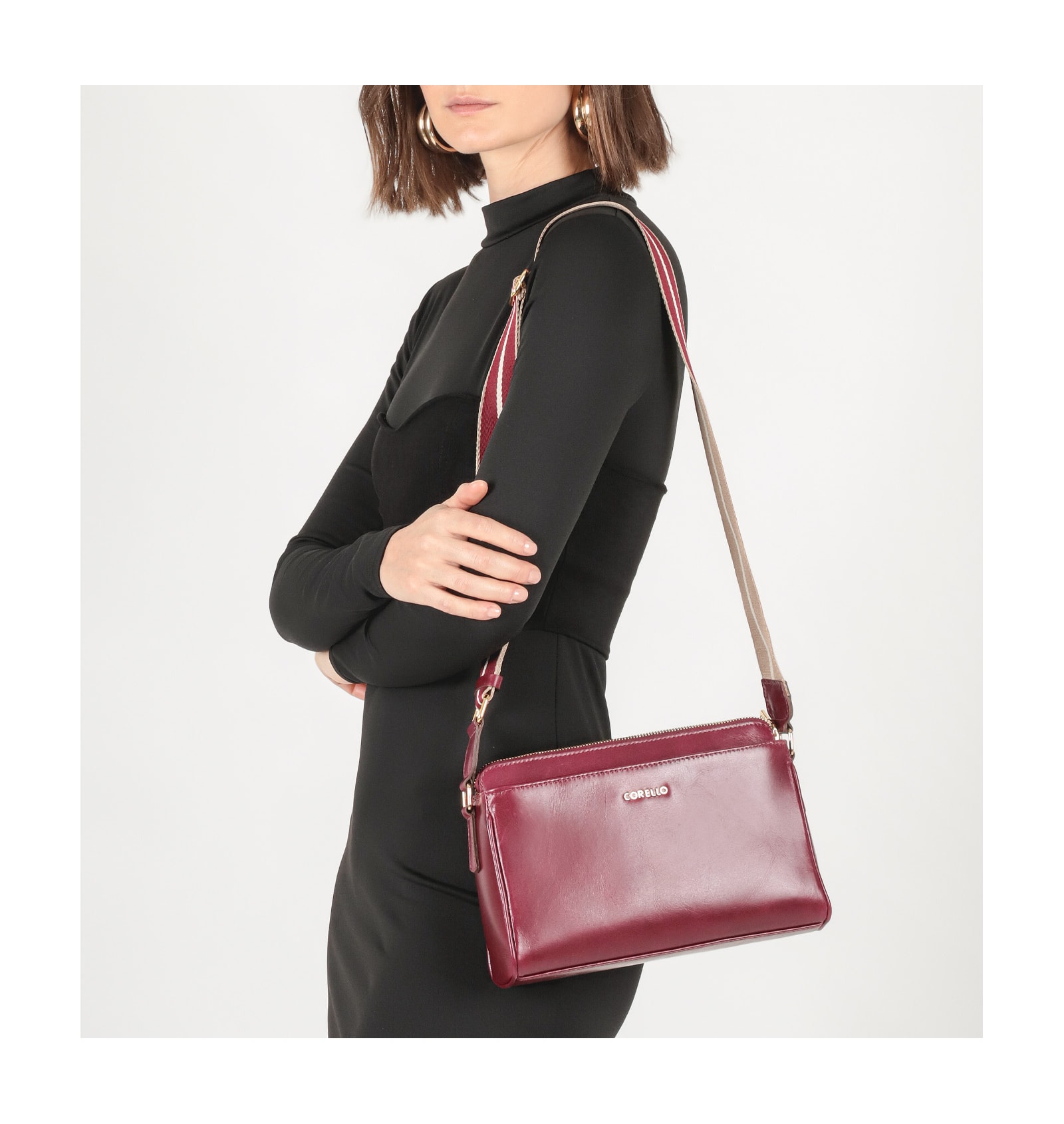 Bolsa Transversal Agnes Couro Vinho