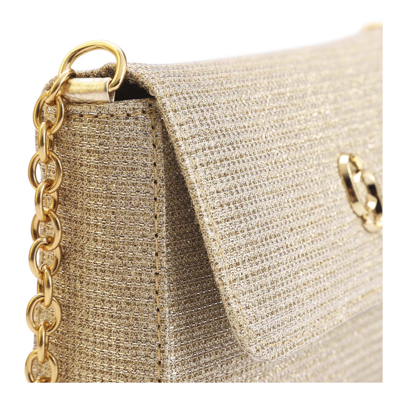 Bolsa Transversal Alt Glitter Dourado