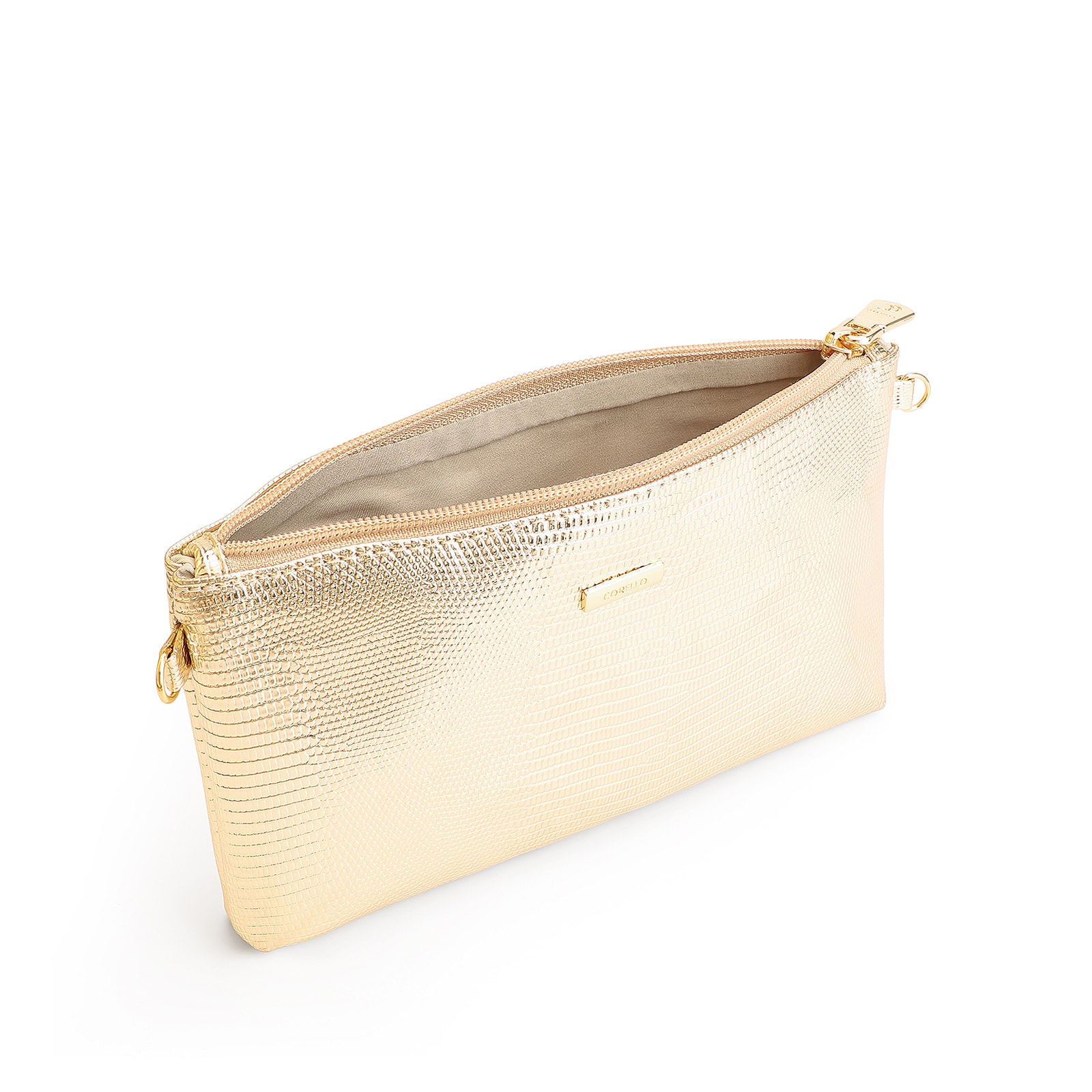 Bolsa Transversal Alt Lezard Dourado