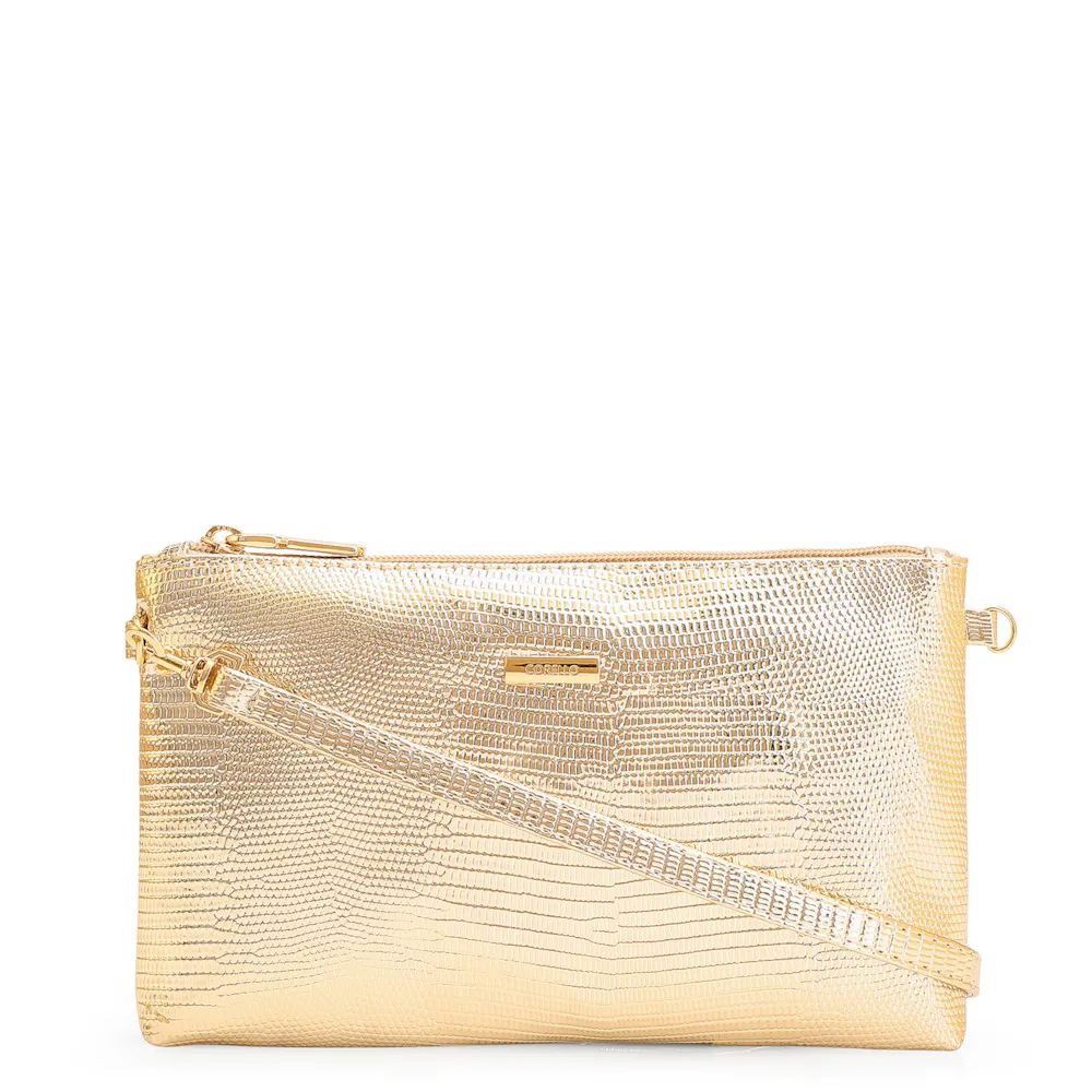 Bolsa Transversal Alt Lezard Dourado