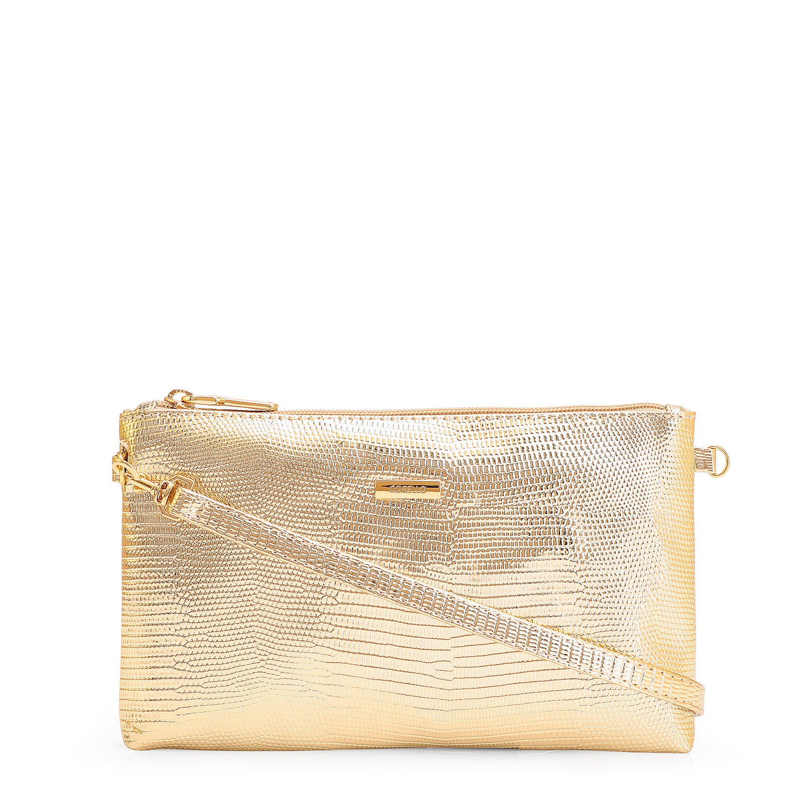 Bolsa Transversal Alt Lezard Dourado