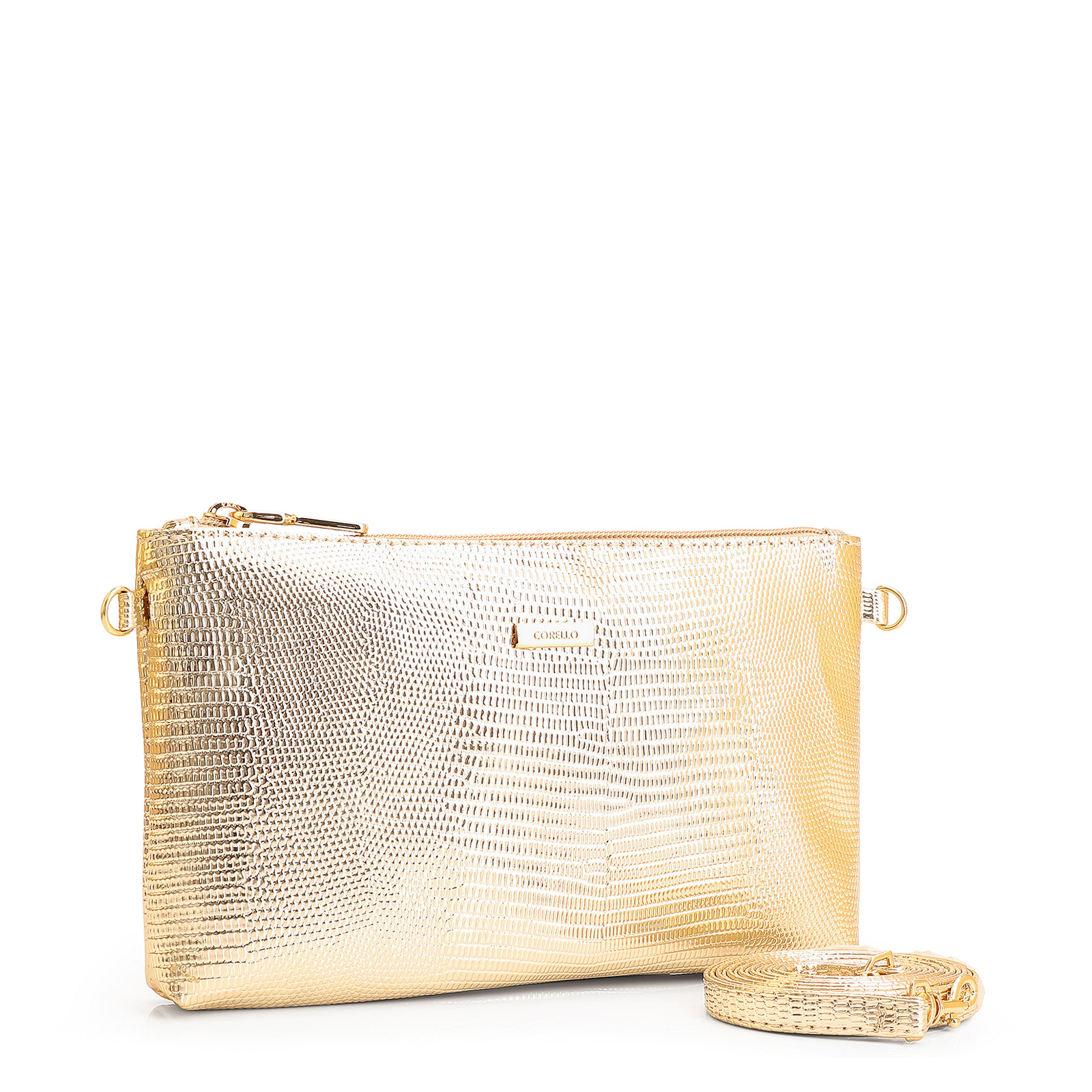 Bolsa Transversal Alt Lezard Dourado