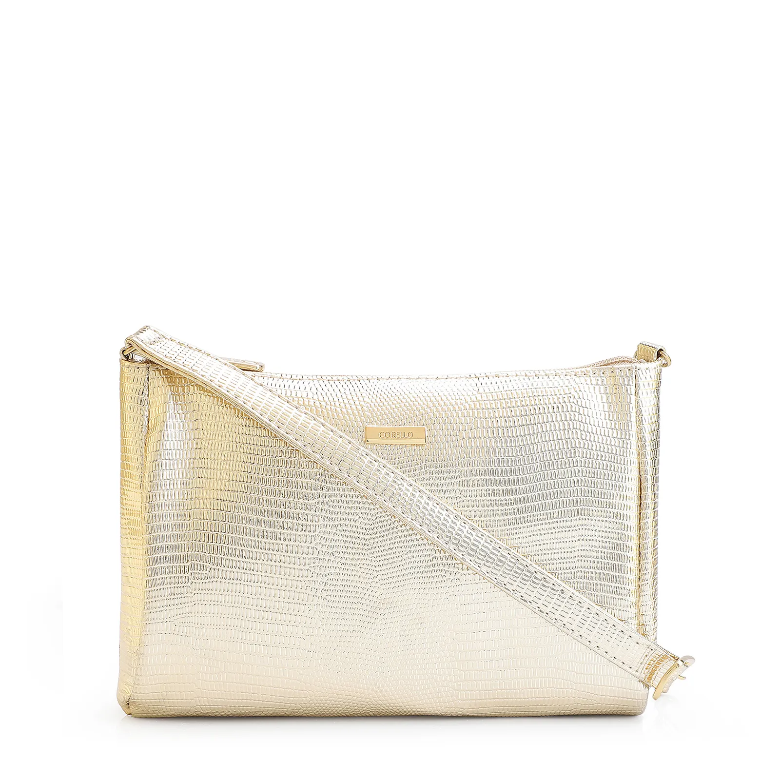 Bolsa Transversal Alt Lezard Dourado