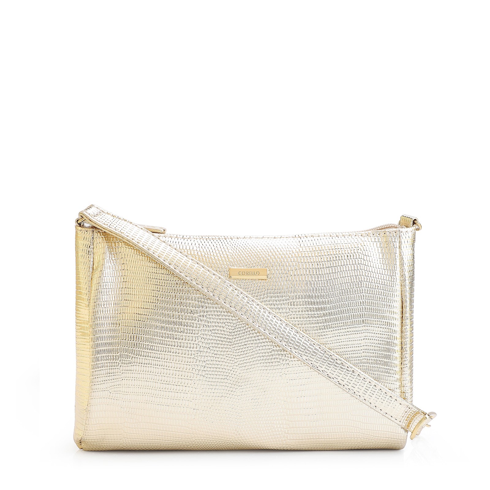 Bolsa Transversal Alt Lezard Dourado