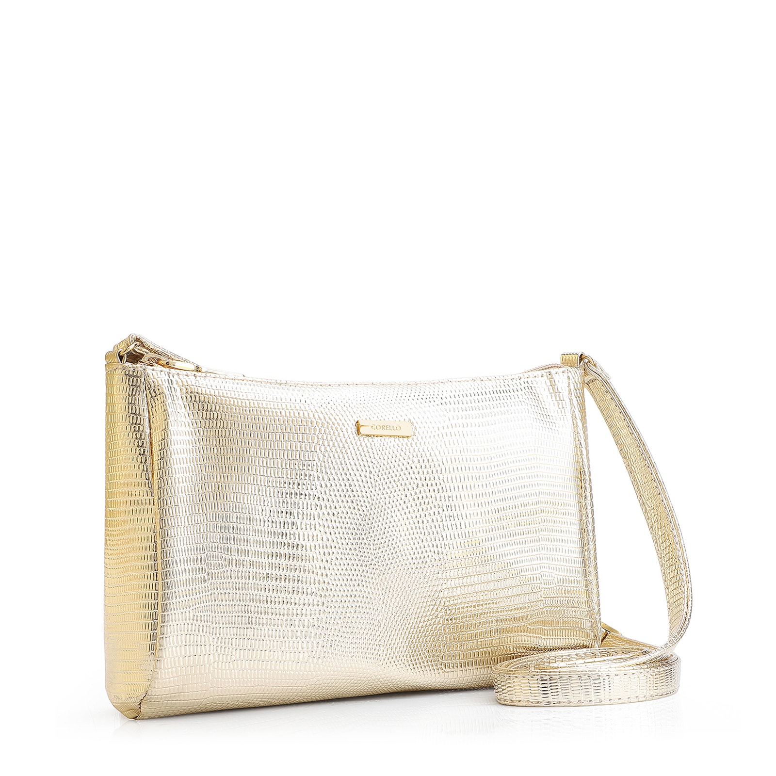 Bolsa Transversal Alt Lezard Dourado