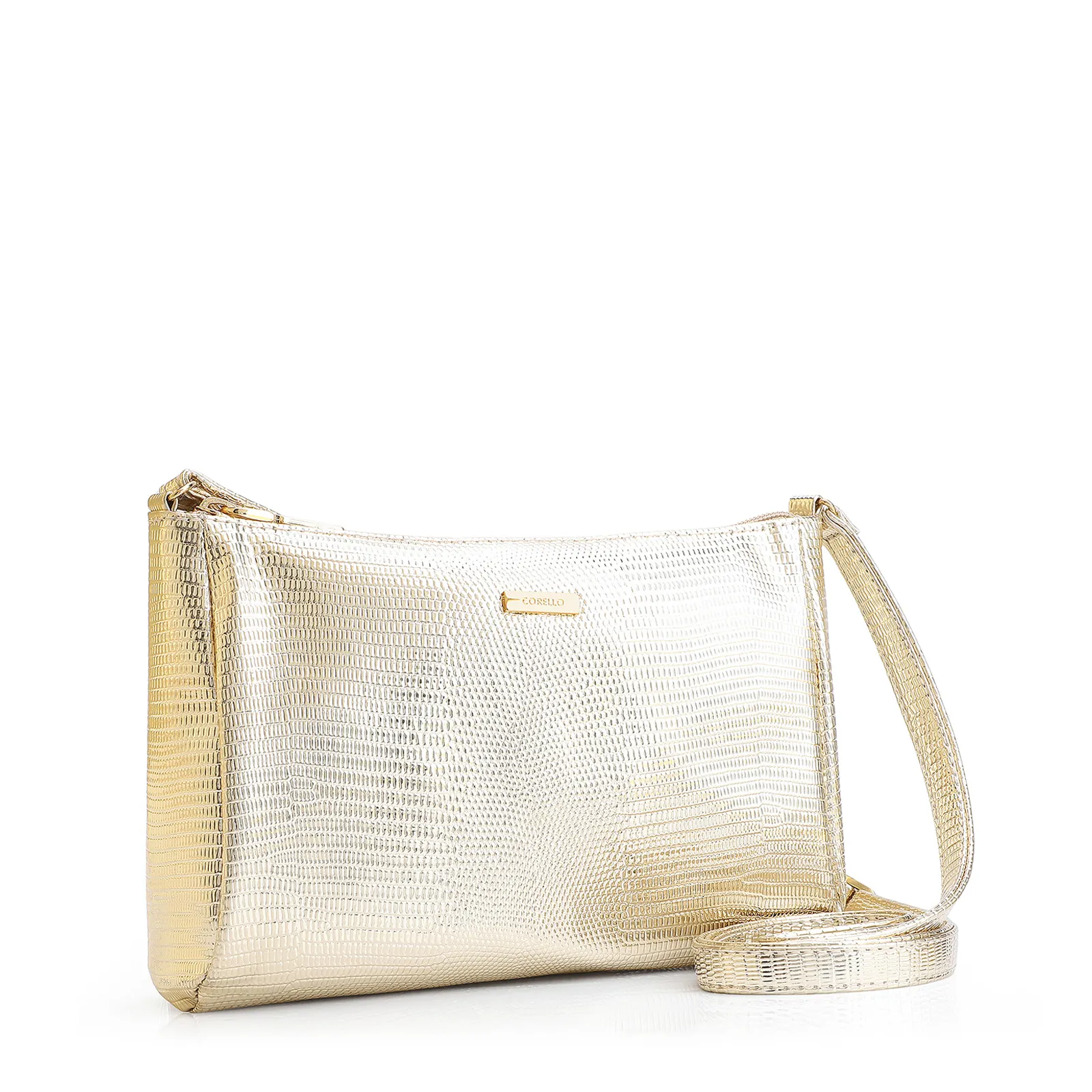 Bolsa Transversal Alt Lezard Dourado