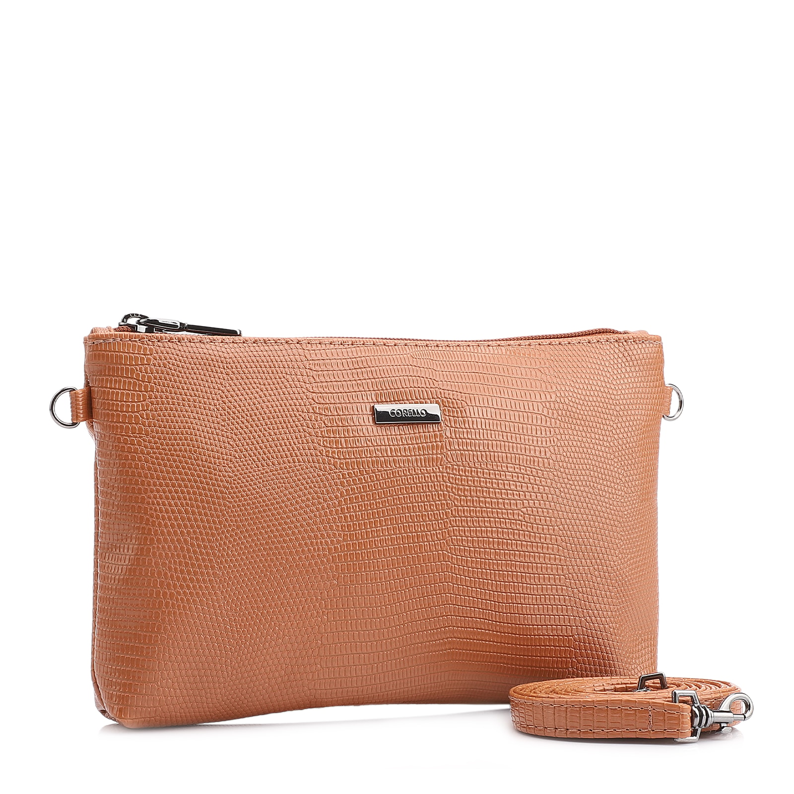 Bolsa Transversal Alt Lezard Marrom Claro