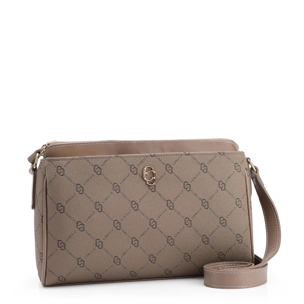 Bolsa Transversal Alt Monograma Couro Bege - imagem 2