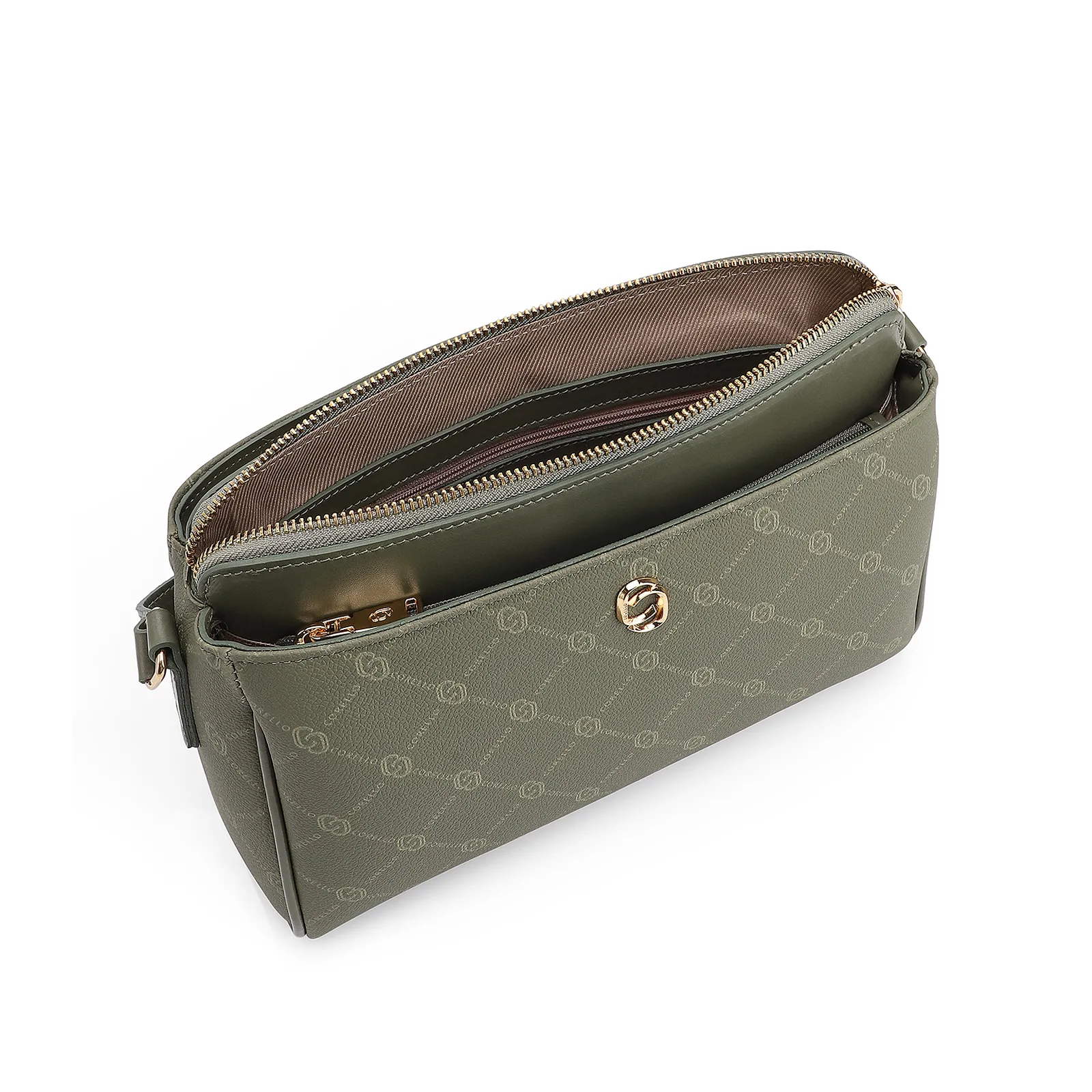 Bolsa Transversal Alt Monograma Couro Verde
