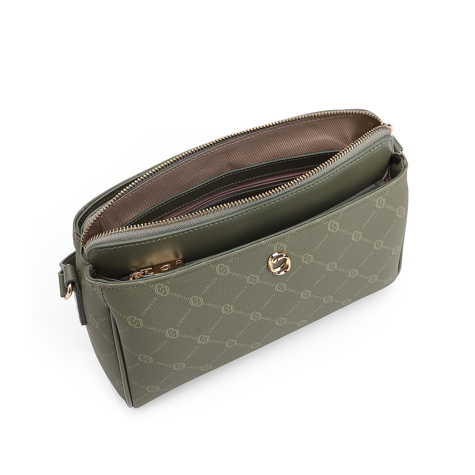 Bolsa Transversal Alt Monograma Couro Verde