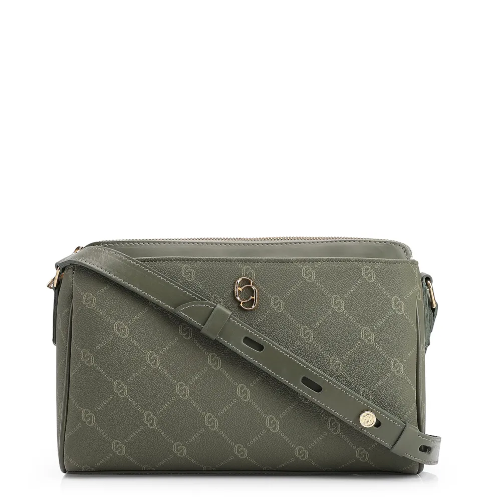 Bolsa Transversal Alt Monograma Couro Verde