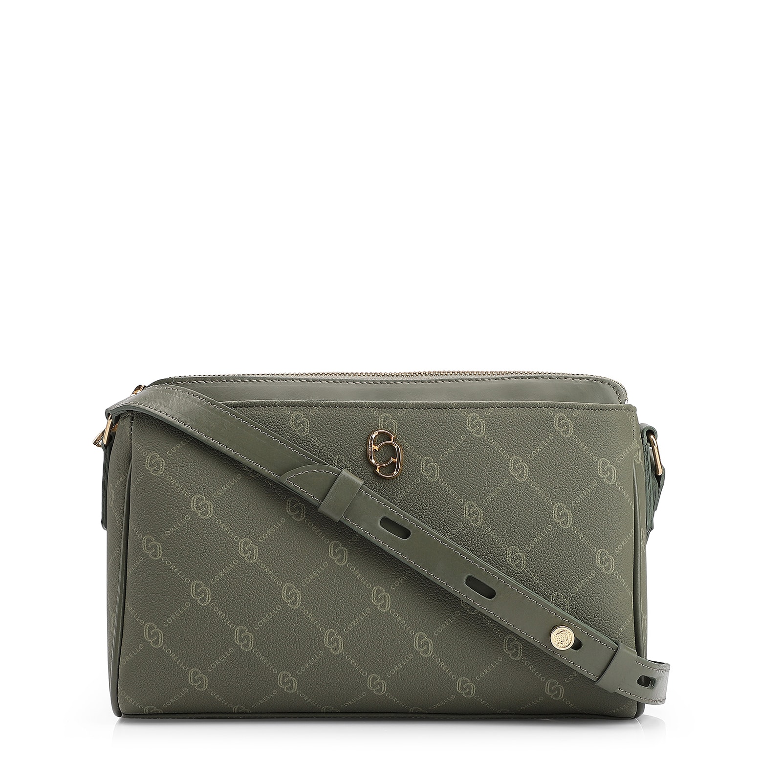 Bolsa Transversal Alt Monograma Couro Verde
