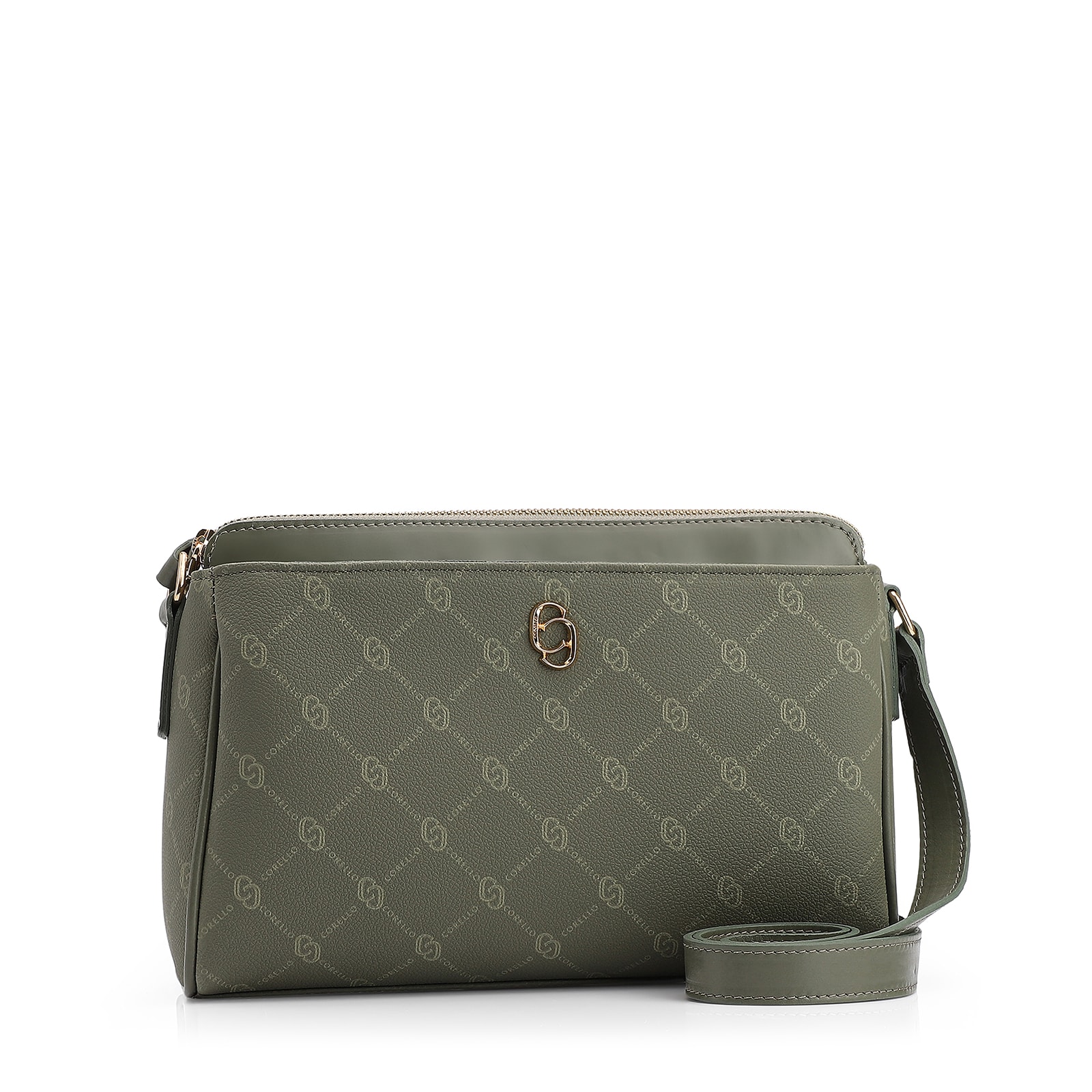 Bolsa Transversal Alt Monograma Couro Verde