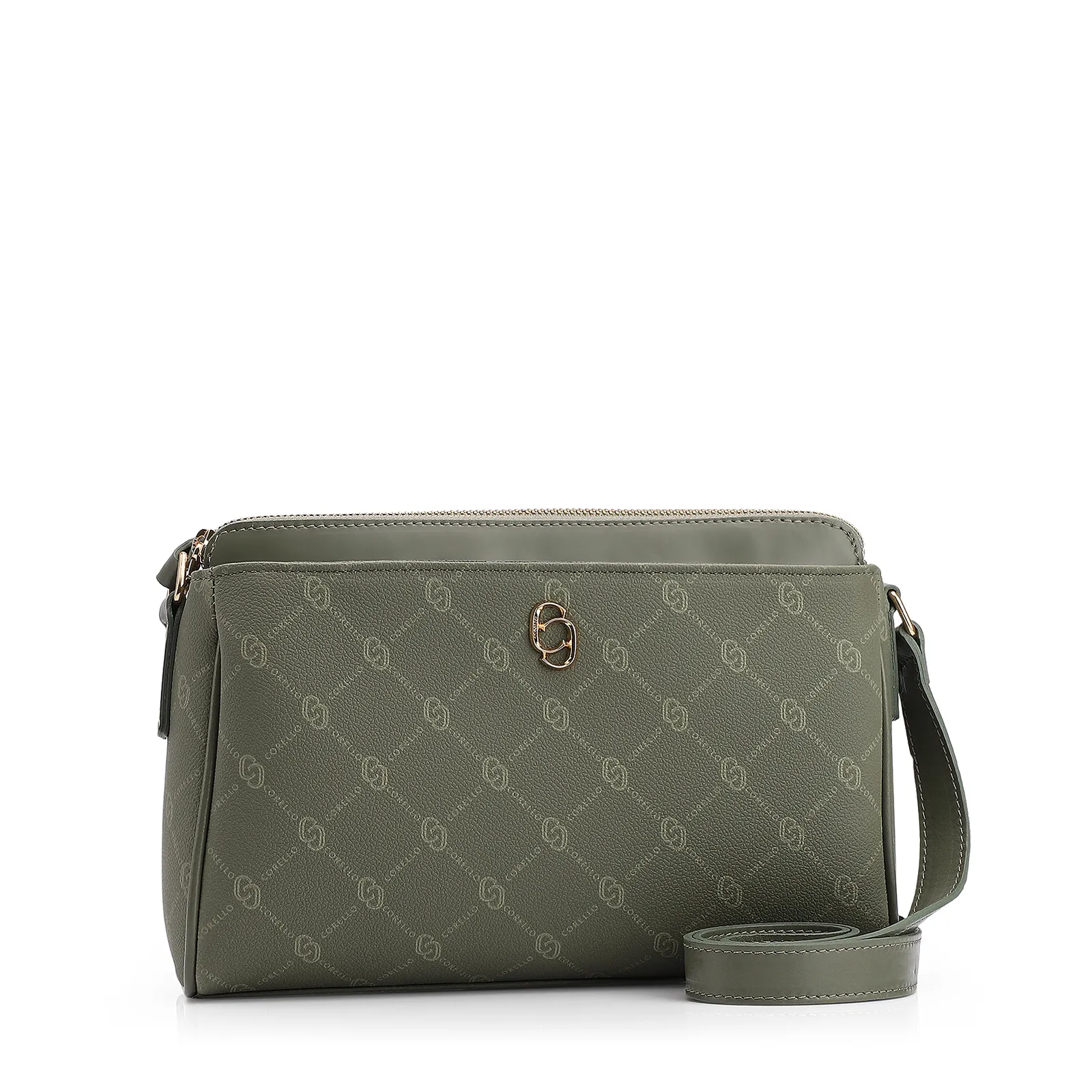 Bolsa Transversal Alt Monograma Couro Verde