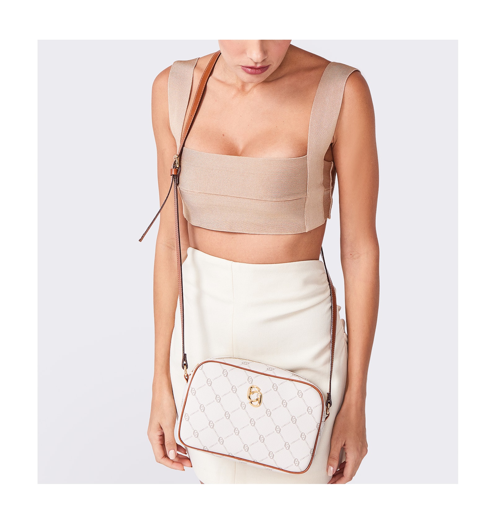Bolsa Transversal Alt Monograma Off White