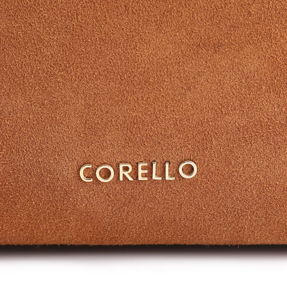 Bolsa Transversal Argola Couro Camurça/Couro Marrom - imagem 6