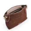 Bolsa Transversal Argola Couro Camurça/Couro Marrom Escuro - imagem 4