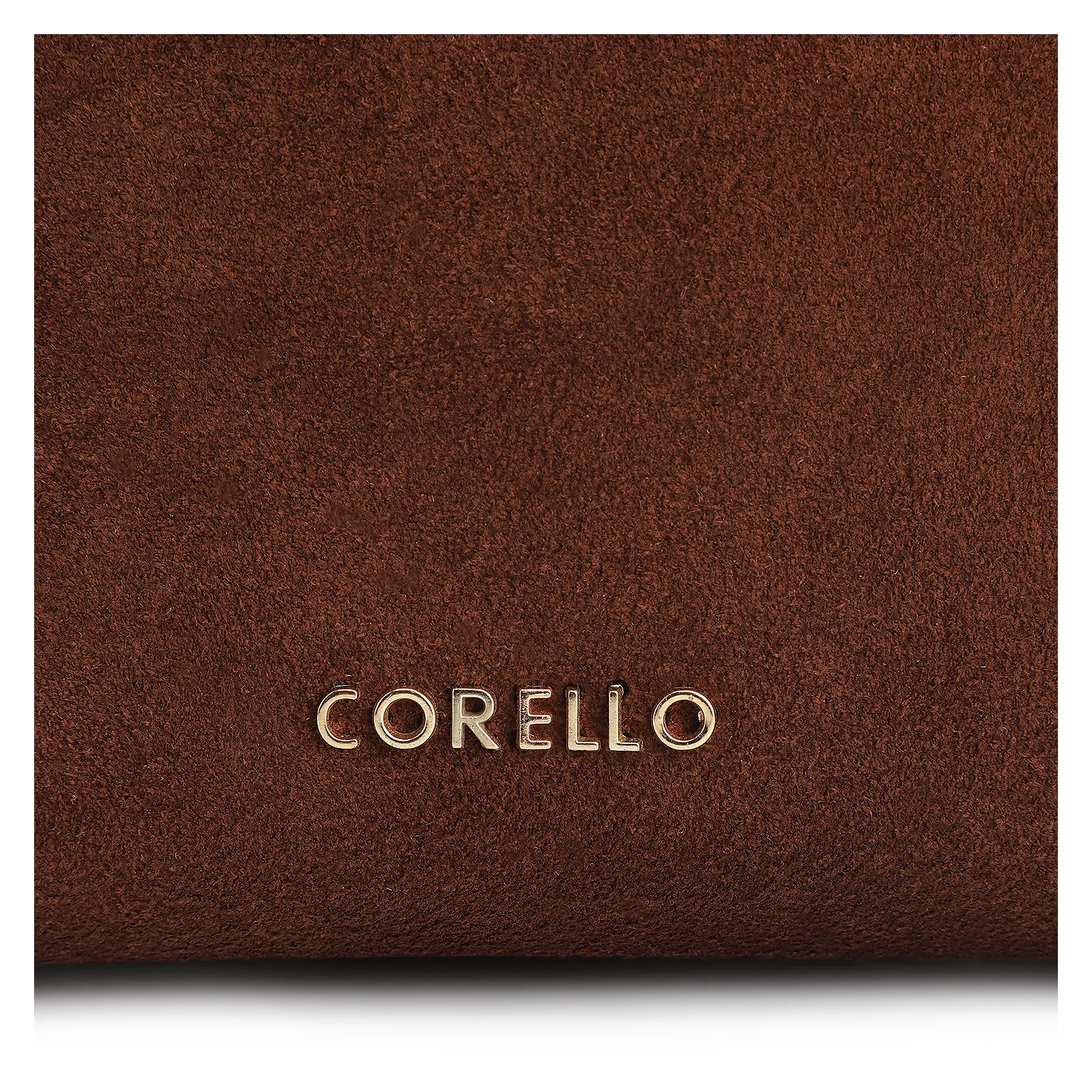 Bolsa Transversal Argola Couro Camurça/Couro Marrom Escuro