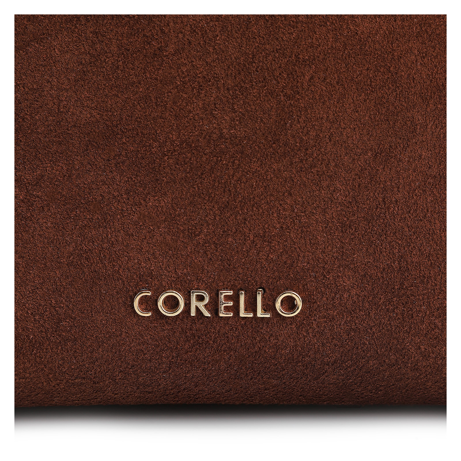 Bolsa Transversal Argola Couro Camurça/Couro Marrom Escuro