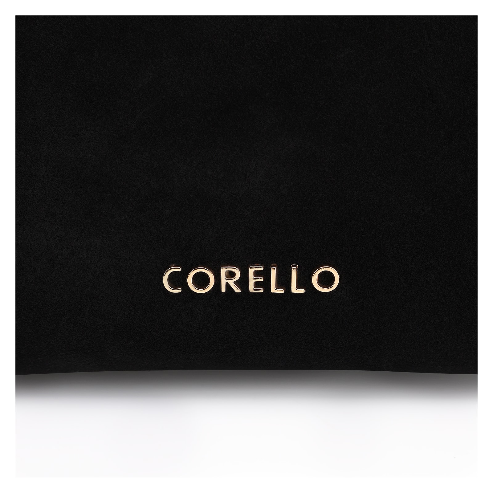 Bolsa Transversal Argola Couro Camurça/Couro Preto